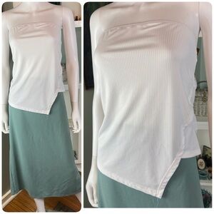 3/$12 Shein Curve Bundle White Asymmetrical Tube Top & Sage Green Pencil Skirt